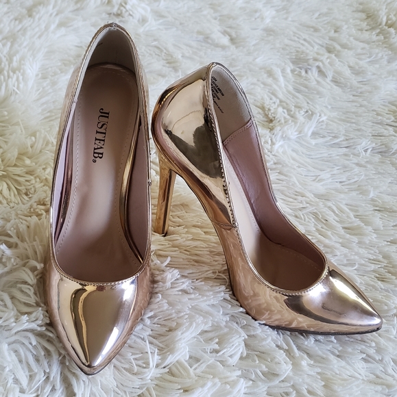 justfab rose gold heels